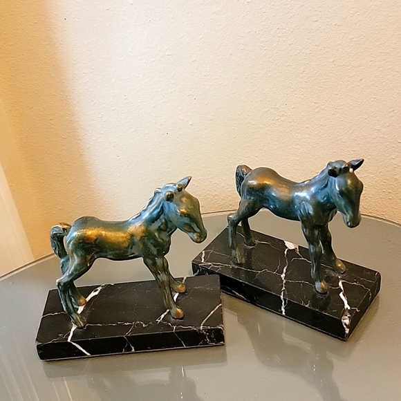 Vintage Bronze Pony Bookends